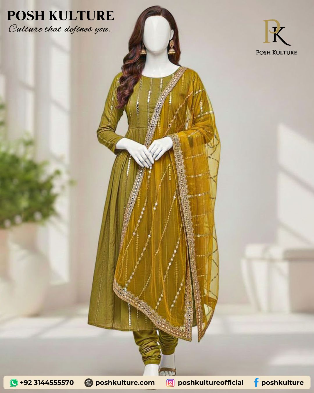 elegant-olive-green-3pc-organza-suit-with-copper-zari-embroidery