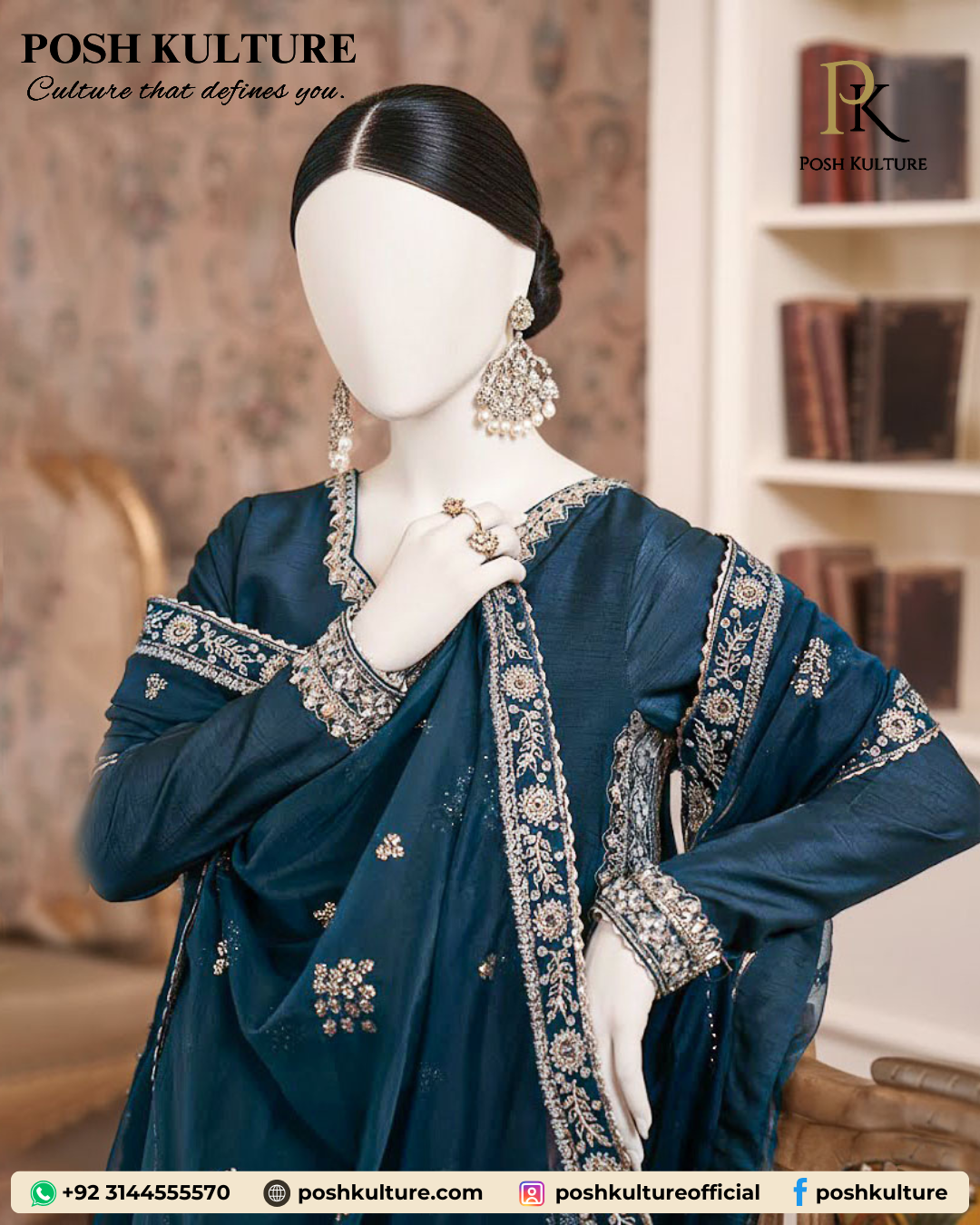 Teal Luxury Embroidered Chiffon Unstitched Suit