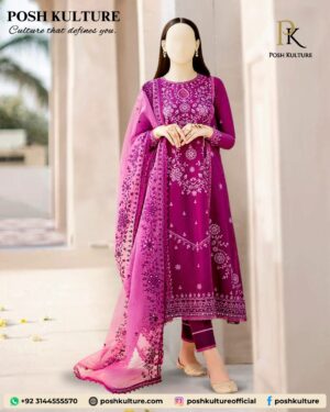 Luxury Lawn Suit with Intricate Embroidery and Bamber Chiffon Dupatta