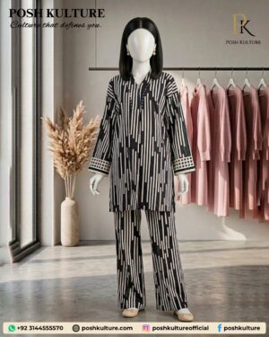 Monochrome Geometry – Digital Printed Lawn 2PC Co-ords Set